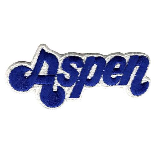 Aspen Vintage 1970s Embroidered Ski Patch - Blue On White - Size - 4 X 