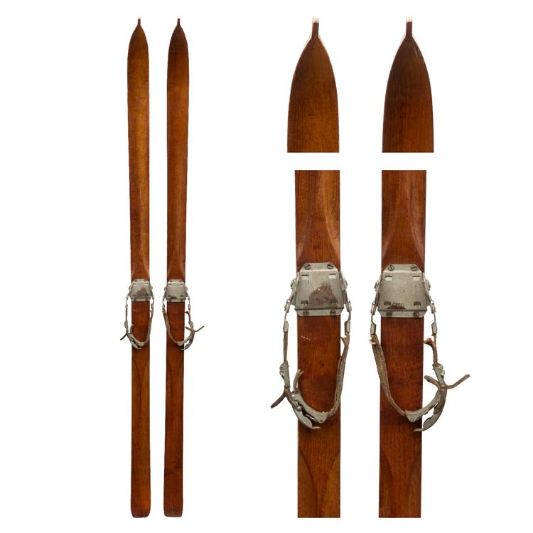 1930s Harvey Dodds Ridgetop Wooden Downhill Skis with bear trap and ...