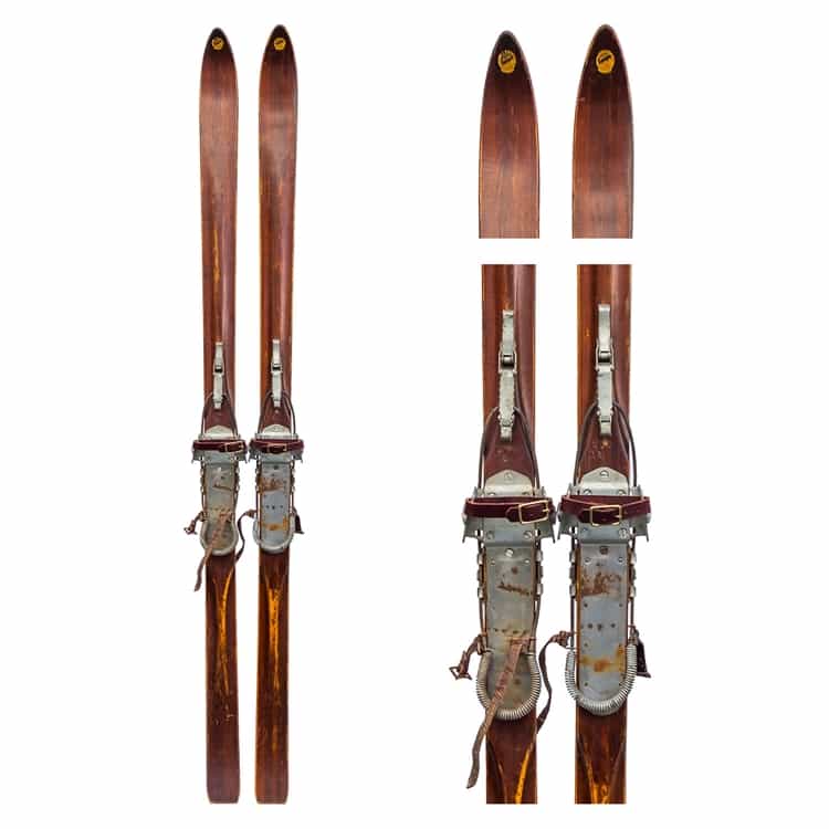 1940s Tempo Ridge Top Downhill Skis with Kandahar Bear Trap and Leather ...