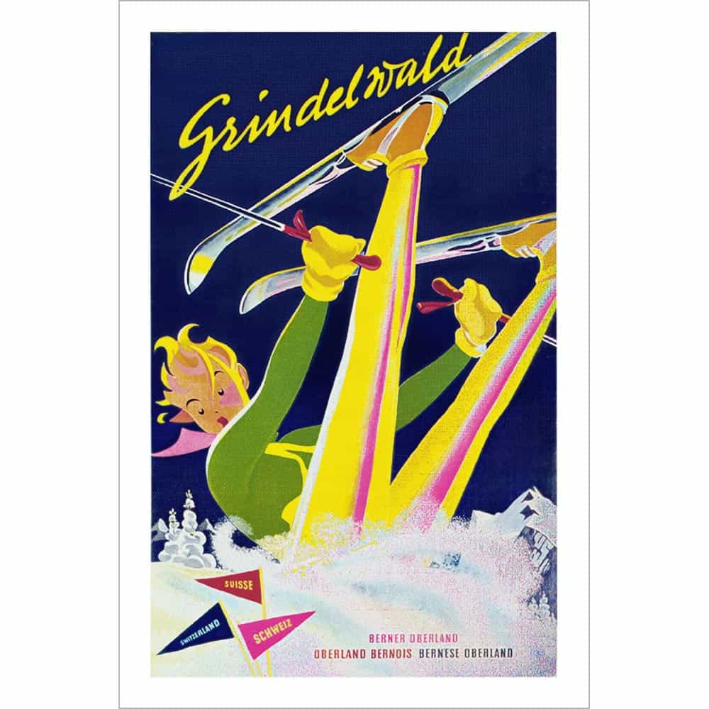 Grindelwald Swiss Art Deco Ski Poster - Oops.