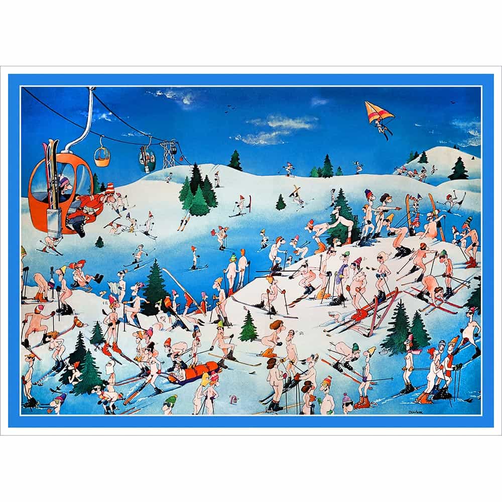 Nude Resort Funny Vintage Ski Poster (2 Sizes)